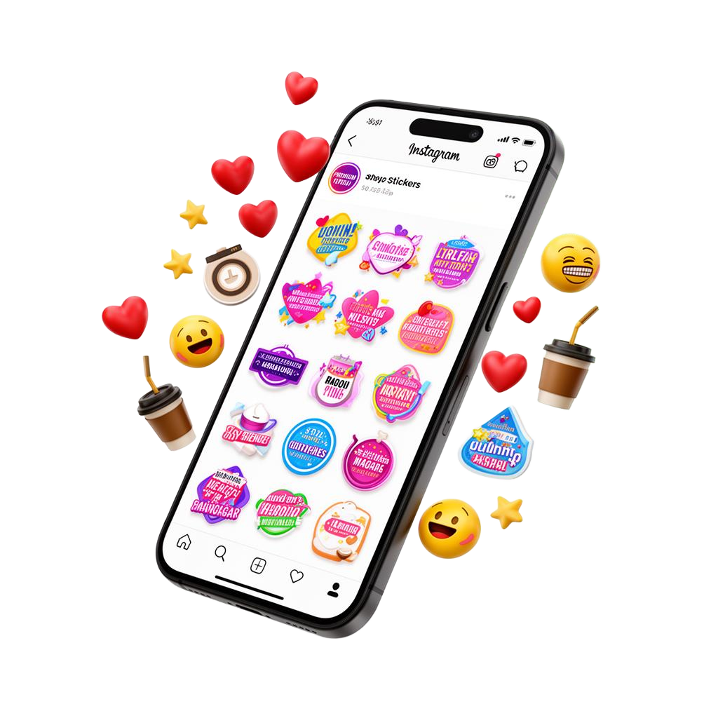 Pack de figurinhas para Stories em um celular